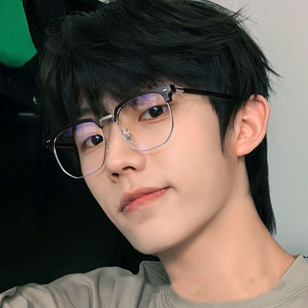 

Очки для чтения в полуоправе с прозрачными линзами, очки с защитой от синего света, элегантные компьютерные очки для отдыха на открытом воздухе чёрный/золотой