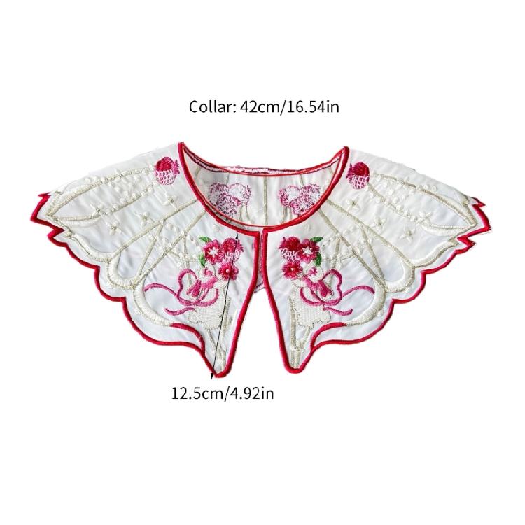 Chinesische Perlenquasten Falscher Kragen Vintage Stickerei Hase Blume Schal Schal