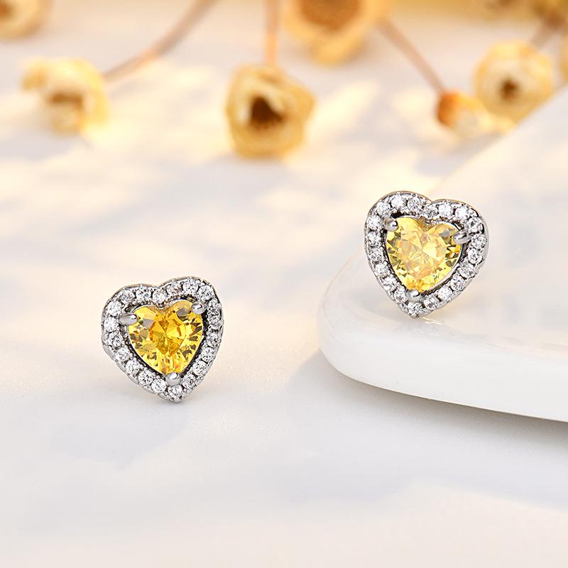 Twelve Constellations Heart-Shaped Stud Earrings with S925 Sterling Silver