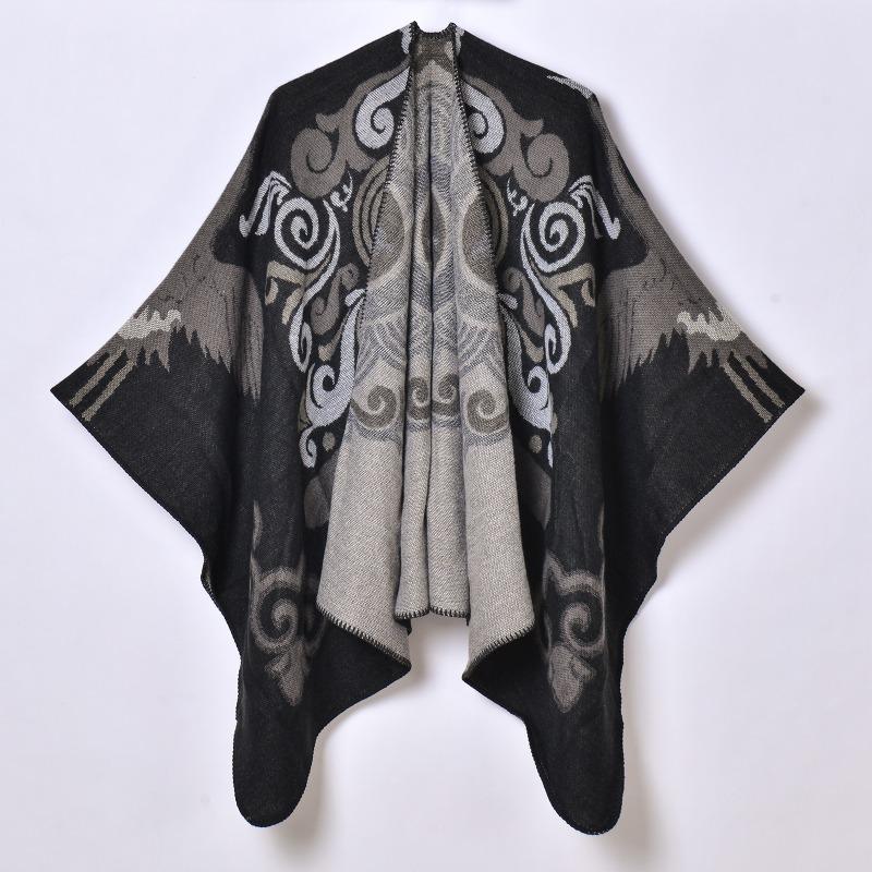 Women's jacquard thickened warm scarf shawl Yunnan Nepal travel photo shawl outside