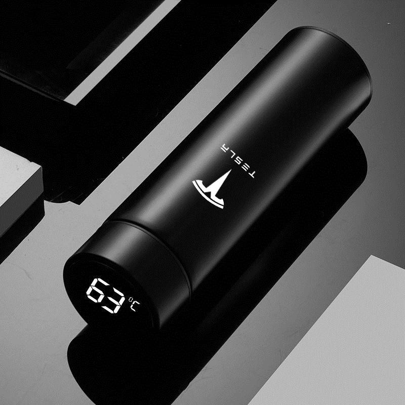 AMR1 Car 500ml Portable Coffee Thermos Car Smart Stainless Steel Insulation Cup For Tesla Model Y 3 S X Three Model3 Auto Accessories