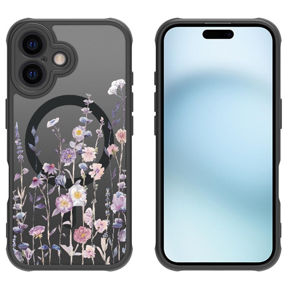 Für iPhone 16 Hülle Kompatibel mit MagSafe Blumenmuster Anti-Sturz TPU+PC Handyhülle
