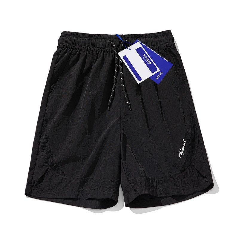 

Wassup Trendy Breathable Quick-Drying Casual Shorts for Men, Summer Simple Versatile Loose Outdoor Sports Shorts Black L