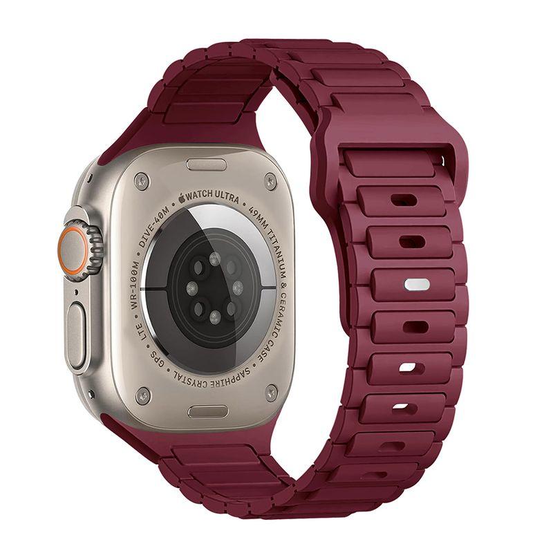 

AppleWatch Watch Band Iwatch8 Strap S9 Men s and Women s New Arrival S8 Silicone S7/6/5 Breathable SE2 Men s Ultra2 Contrast Color Summer Tide 49mm Wine Red Application: Apple iwatch-38/40mm dial