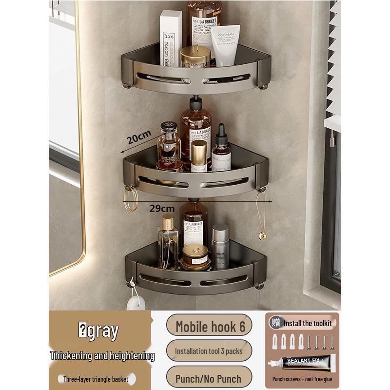 Punch-Free Bathroom Corner Triangle Shelf