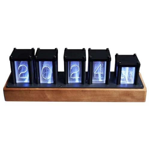Nixie Tube-Style Table Clock, Assembly Required, DIY Retro Modern Wooden Clock, 16 Million Colors, RGB Full-Color LED Digital Clock, Nixie Tube-Style