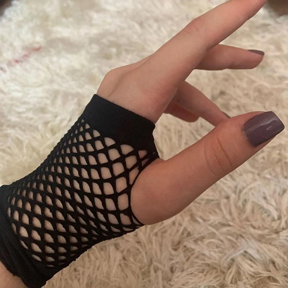 Elastic Short Fishnet Gloves Web Design Punk Rock Gloves Fingerless Mesh Gloves  Party Club