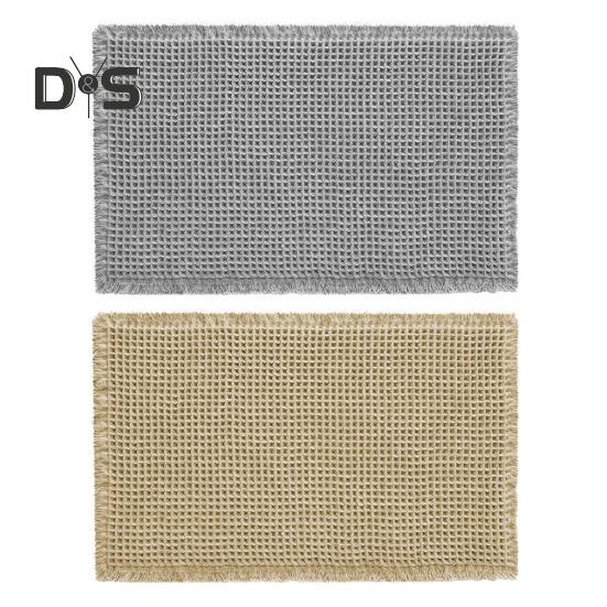 Floor Mat Absorb Moisture 3D Waffle Texture Door Mat Fringe Trim Anti-Slip Double-Layer Superior Absorbency Entryway Rug for Bathroom Kitchen