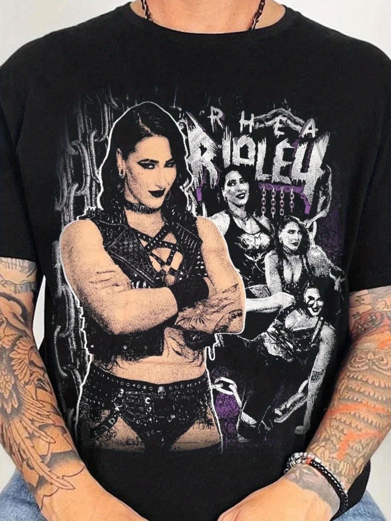 T-shirt Grunge Rhea Ripley pour les fans de lutte, coupe classique, tissu doux et confortable, col rond, un incontournable S