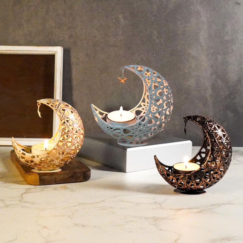 Unique Moon Candle Holder Creative Tealight Stand Crafts Table Ornaments Living Room Bedroom Dining Table Decoration