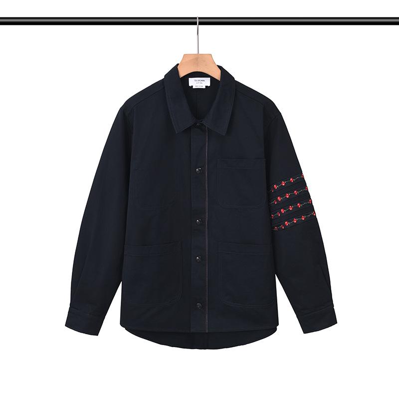 

TB BROWIN 2025 Мужская вышитая куртка с воротником - Повседневная одежда на осень/зиму 3 чёрный