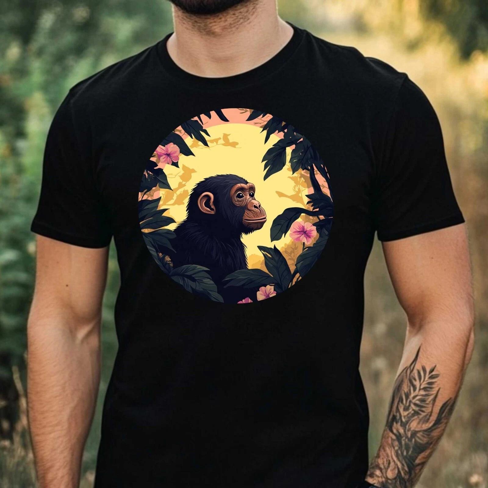 T-Shirt Herren Affe im Mondlicht Motiv Baumwolle Größe XS bis 5XL XL