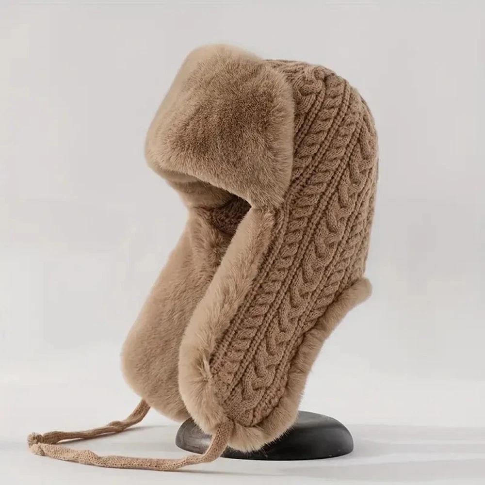 Winter Hat Warm Women Trapper Hat Skiing Hat Thickened Knitted Cap For Winter Walks Biking Outdoor Activities