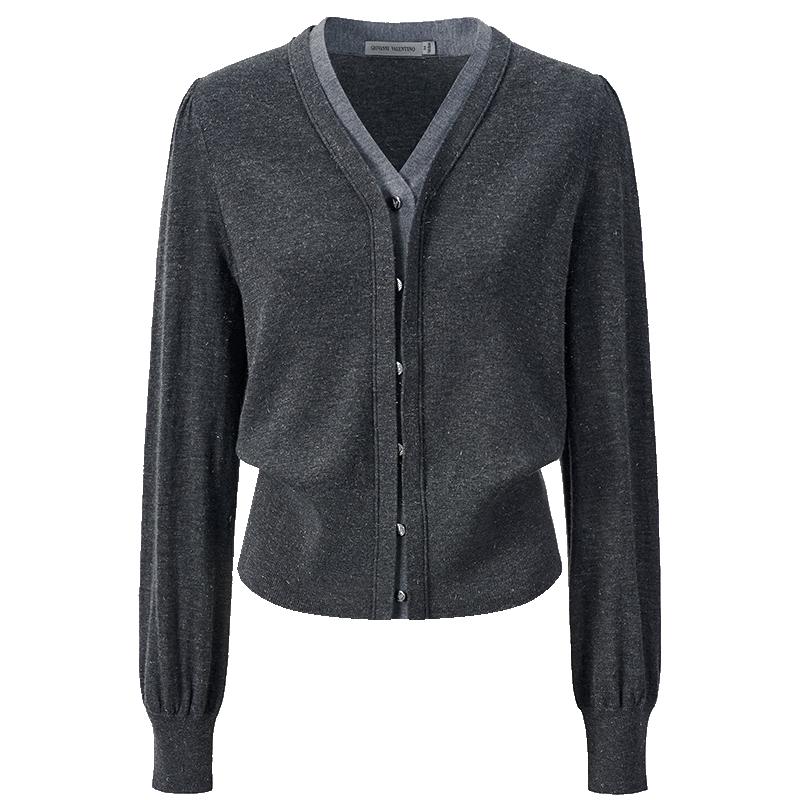 Giovanni Valentino Women's Faux Two-Piece V-Neck Knit Sweater