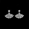 "Ci Mu Er Er" Retro Chinese Style Fan Earrings - Artistic Zirconia Earrings for Women, Light Luxury.
