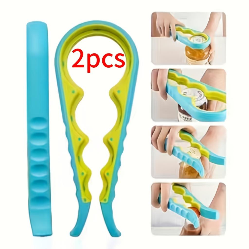 

Four in One Anti Slip Can Opener with Ergonomic Silicone Handle - Can Open Cans, Jars, and Jam Lids - Durable Plastic, Can Lid Opener синій