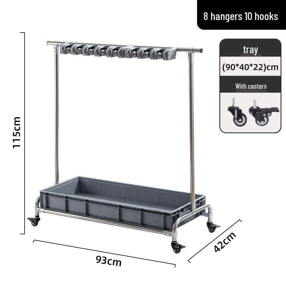 Movable Floor-Standing Stainless Steel Broom and Mop Holder