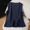 Women's V-Neck Linen Blend Ruffle Hem Vest