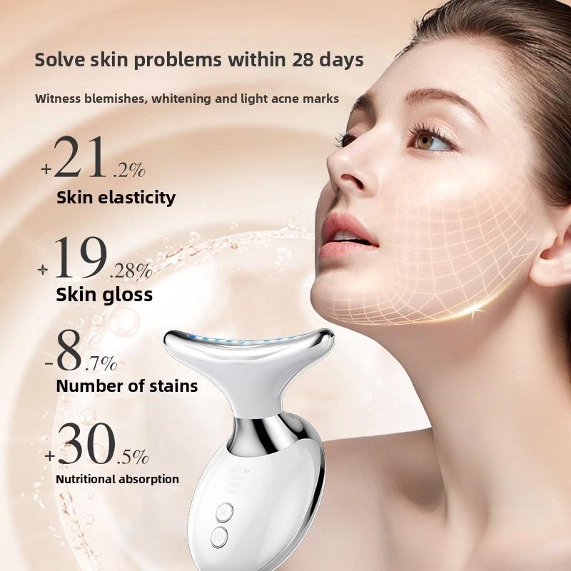 New Neck Beauty Instrument Vibration Massage Neck Pattern Instrument Small Iron Lift Neck Facial Color Light Introduction Beauty Instrument