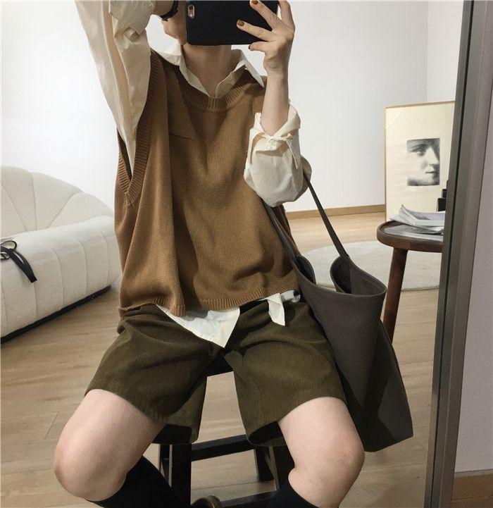 Hoge Taille Retro A-lijn Corduroy Shorts - Dames Herfst & Winter Casual Wijde Pijp Bootcut Stijl.