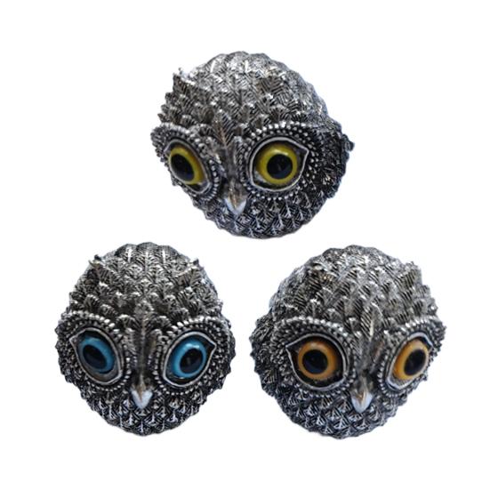 1/3Pcs Handmade Realistic Owl Statue with Big Eyes Intricate Feathers Metal Owl Figurine Home Decor