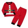 Noel Kostümü Unisex Çocuklar Uzun Kollu Kırmızı Beyaz Noel Baba Takımı 2'li Set
