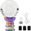 LED Luminous Crystal Gear Shifter Knob Spherical Crystal Bubbles Designed Round Ball Shift Head Universal for Most Manual Transmissions Vehicles Cars