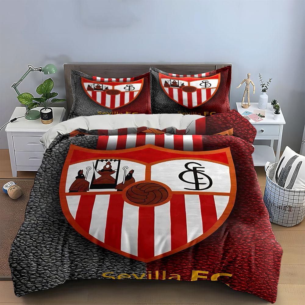 Sevilla FC Logo Bedding Set Bedding Duvet Cover Set Duvet Cover Pillowcases (1 * Duvet Cover 2 * Pillowcases, without duvet insert)