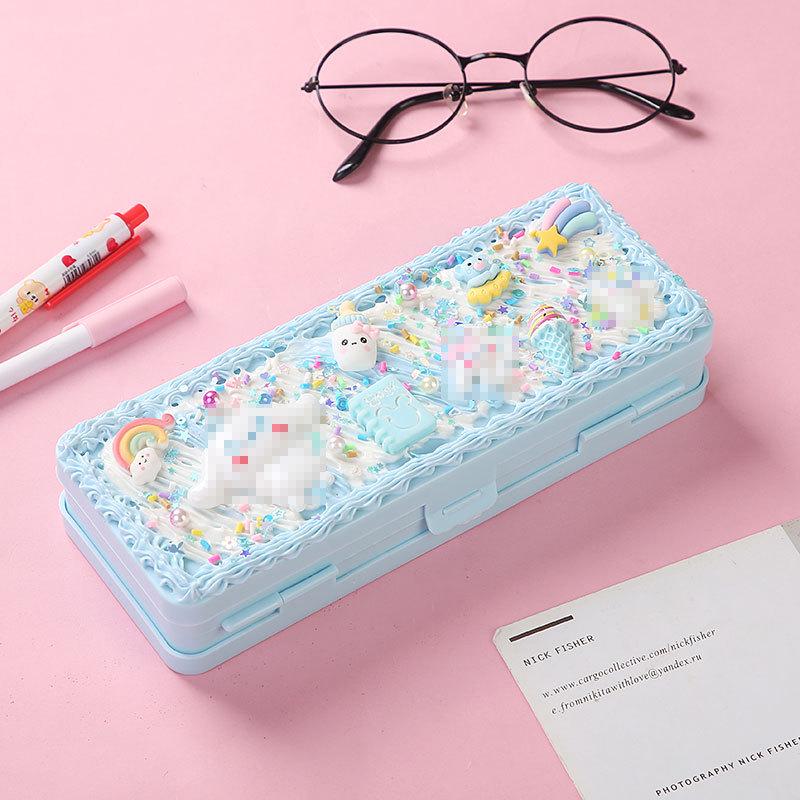 Dvoupatrový penál: Dětský DIY Ručně vyráběný krémový lepidlový obal pro žáky základních škol - Narozeninový dárek