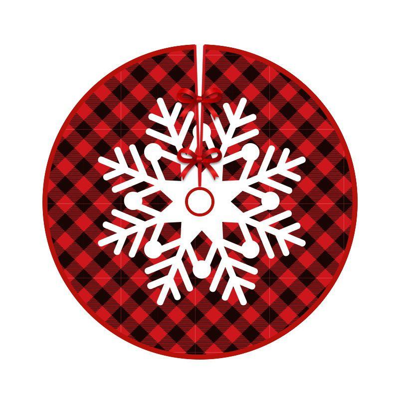 Tree Christmas Skirt Red Plaid Santa Elk Carpet Mat Cover Home Decoration Xmas