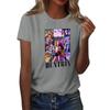 Women's  Group 2D Printed Round Neck Short Sleeve Top