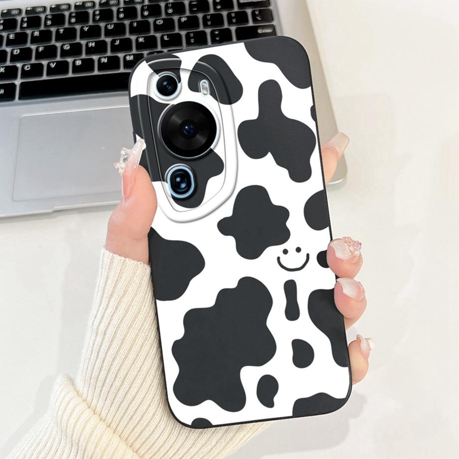 For Huawei P60 Art / P60Pro / HuaweiP60 Case Liquid Silicone Soft TPU Back Cover Phone Funda Gothic Black Night Bumper Panda Bag