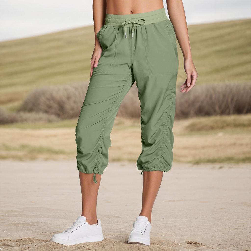 Damen Plissee Cargo Wanderhose mit Taschen