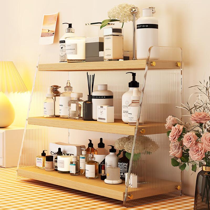 Rubber Wood 3-Tier Cup & Tea Set Storage Rack