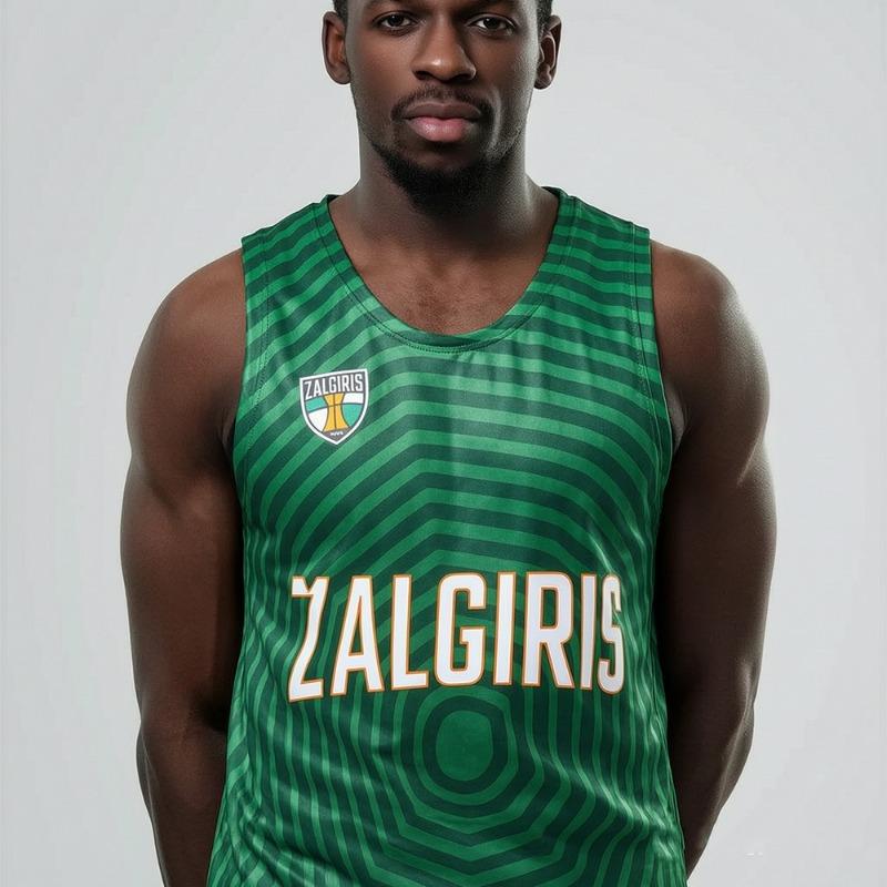 Lithuania Unisex Žalgiris Kaunas Basketball Jersey Vest Quick-Drying Sports Training Top for Children Special Match Day Gear