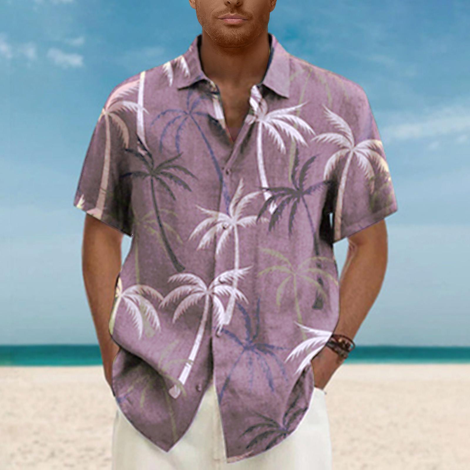 

Мужская летняя короткая приталенная модная дышащая мужская рубашка M фиолетовый