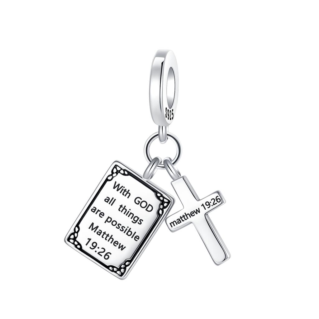 925 Silver Charms Cross Bible Heart Zircon Earrings Beads Pendant Bracelets Necklaces Womens DIY Jewelry Gift