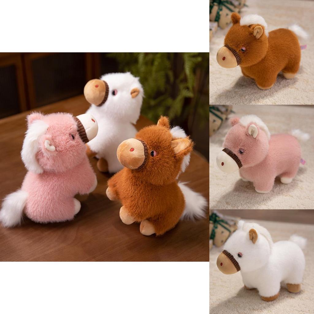 Adorable Plush Horse Doll Soft Stuffed Toy In White Brown And Pink For Kids Comfort