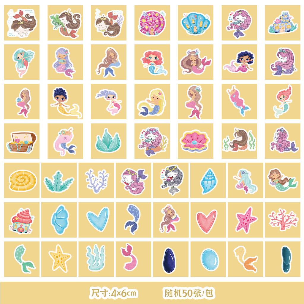50/100 Sheets of Marine Series Stickers Mobile Phone Water Cup Waterproof Decorative Stickers Children's Hand Account DIY Stickers