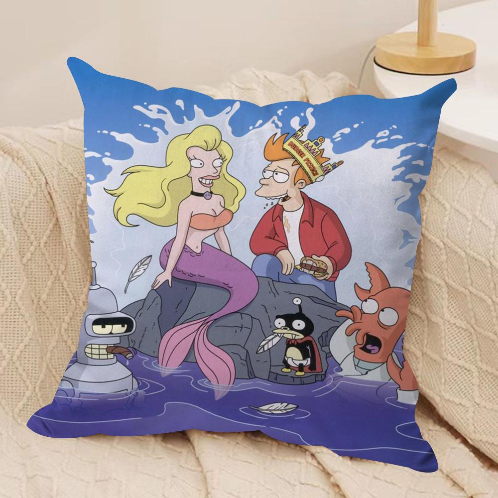 Anime F-Futurama B-Bender Cushion Cover Soft Plush Fabric Double-Sided Printed Sofa Cushion Cover For All Seasons Homedecor Gift