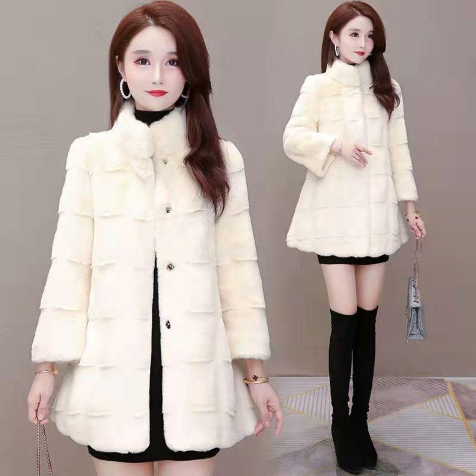 New Danish Mink Coat Imitation Fur Coat Women's Thickened Mink Velvet Wide Lady Winter Clothing Medium and Long