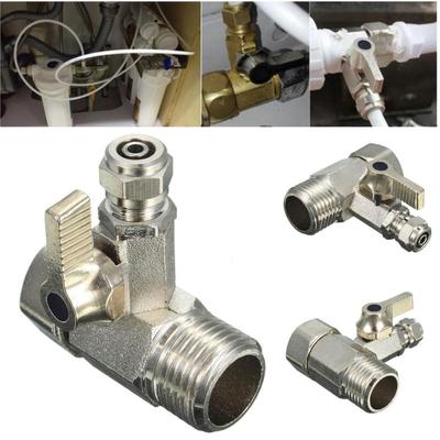 1pcs RO Feed Water Adapter 3/4'' To 1/4'' with Shut-off Ball Valve Tap Tee Connector