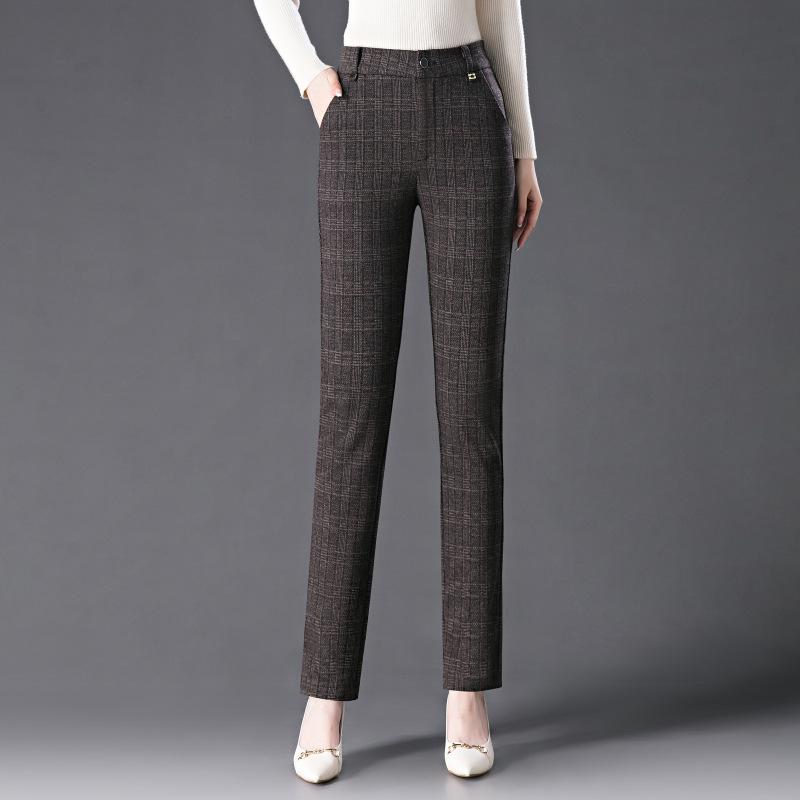 

Брюки с завышенной талией из шерстяной клетки, стройнящие, для осени/зимы 2024 - Прямые, Прилегающие, Повседневная одежда для женщин среднего возраста. Size 27 (M) - Waist 67cm