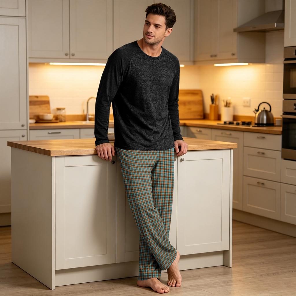 Men's Long Sleeve Pajama Set - Two Piece Loungewear for Sleep and Relaxation
