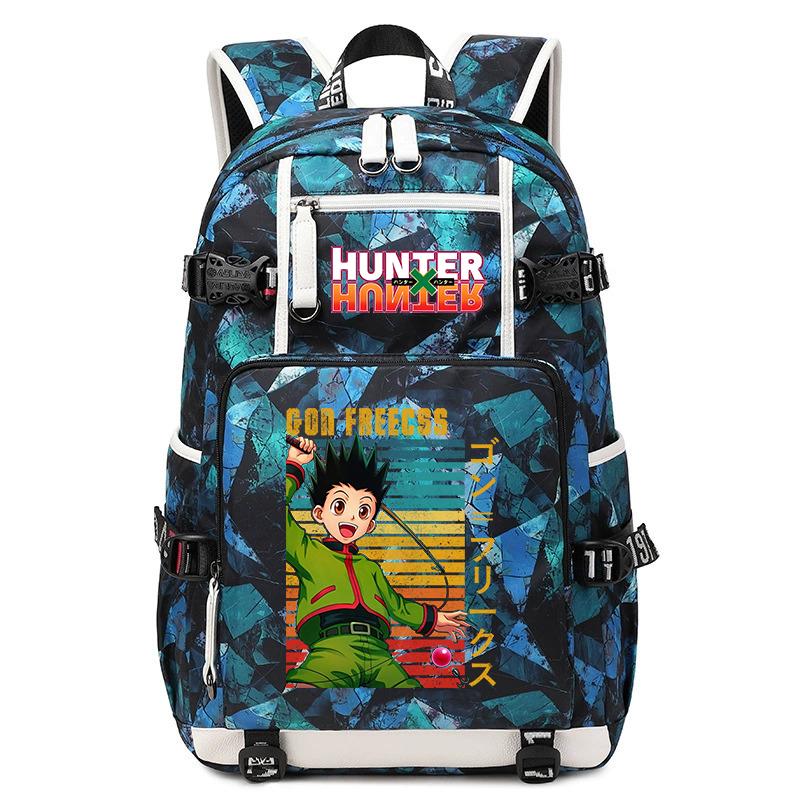 Hunter Anime School Bag Large Capacity Lightweight Student Backpack for Boys Girls Daily Use