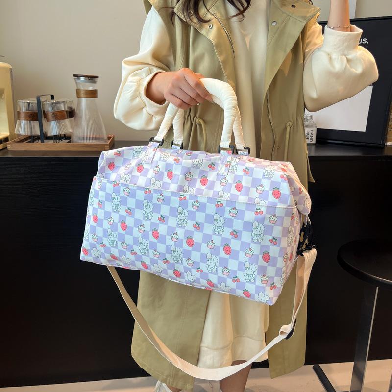 Cute cartoon travel bag commuter large capacity shoulder fashion messenger bag waterproof hanging rod fitness bag