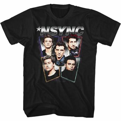 NSYNC Band Group Bust Photos Men's T Shirt Dance Pop Music