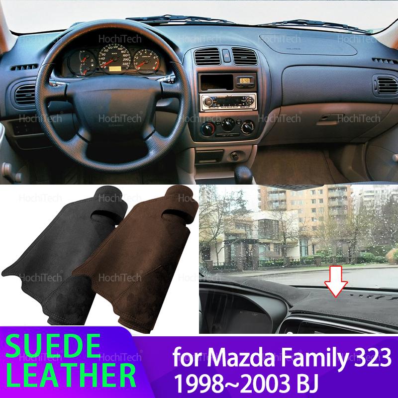 Anti-UV Suede Leather Dashmat for Mazda Family 323 BJ 1998~2003 Black Dashboard Cover Sun Shade Carpet Non-slip Pad Accessories