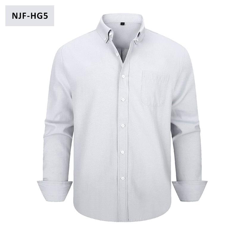 Men Long Sleeve Solid Color Casual Oxford Shirt Plus Size