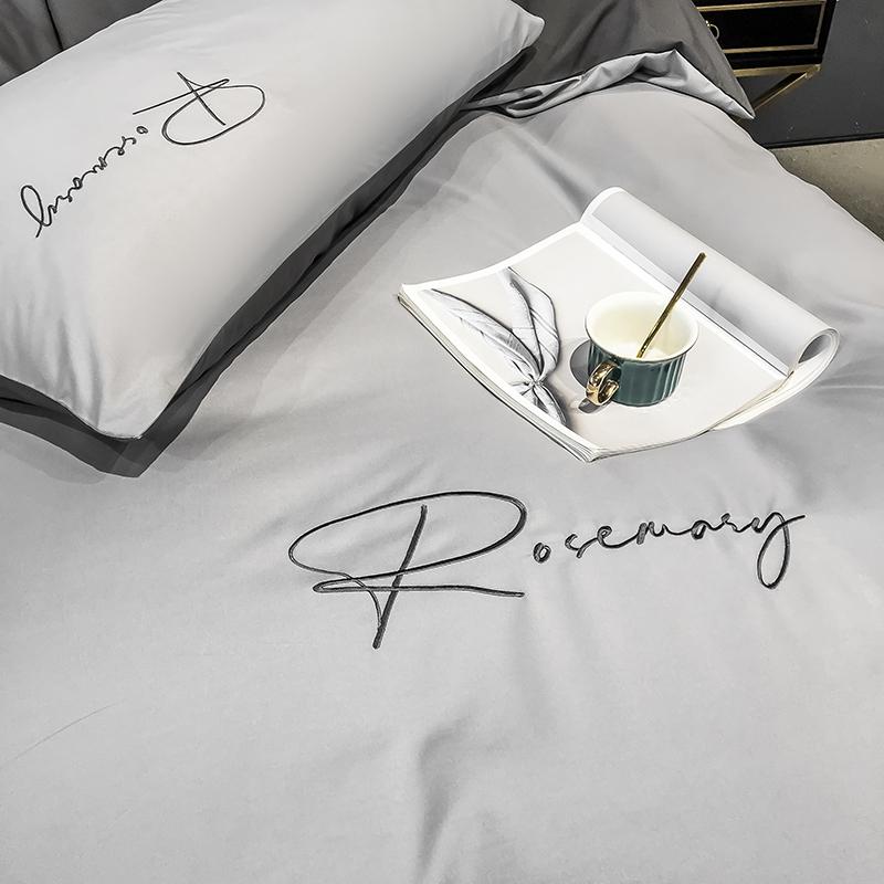 Simple Embroidered Queen Size Duvet Cover Set with Bed Sheet High Quality Home Skin-friendly Bedding Set Comforter Cover Sets